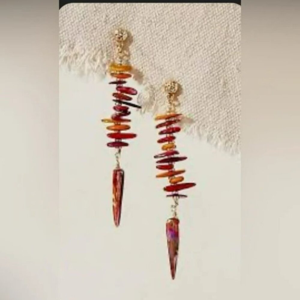 Free People Ariana Ost Siraโ Dangle Tiered Stone Earrings - NEW